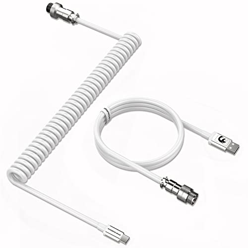 MAMBASNAKE C01 Spiral Tastaturkabel, Pro Custom Coiled USB C Kabel für Mechanische Tastatur, Typ C auf USB-A mit Abnehmbarem Metall Luftfahrtstecker,TPU für Gaming Tastatur PC Mac Computer-Weiß MAMBASNAKE C01 Spiral Tastaturkabel, Pro Custom Coiled USB C Kabel für Mechanische Tastatur, Typ C auf USB-A mit Abnehmbarem Metall Luftfahrtstecker,TPU für Gaming Tastatur PC Mac Computer-Weiß von MAMBASNAKE
