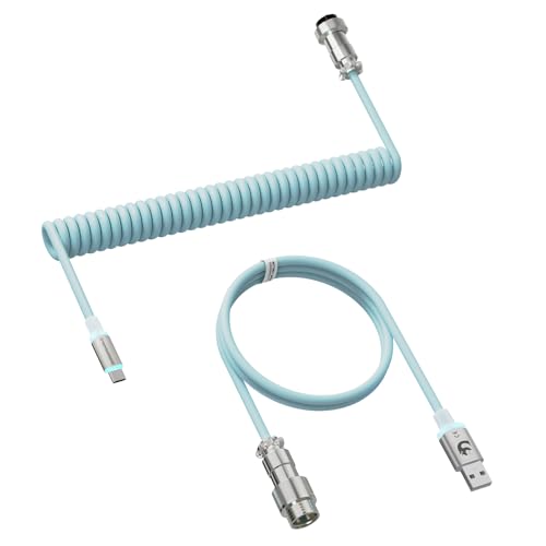 MAMBASNAKE C01 Ultra USB C Spiral Tastaturkabel, 8K Polling Rate Rapid Trigger USB-A to USB-C Mechanische Gaming-Tastatur TPU Cable with Metall-Luftfahrtstecker, RGB-Beleuchtung, for PC/Mac, Blau von MAMBASNAKE
