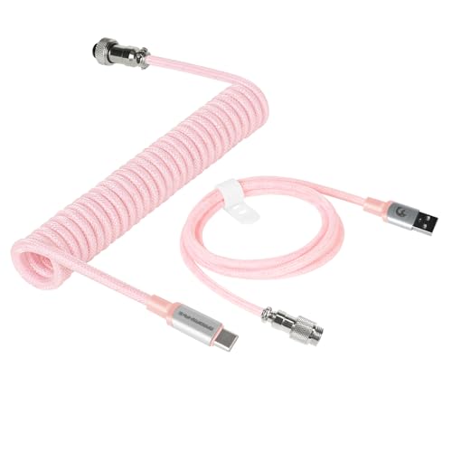 MAMBASNAKE C01Pro Spiral Tastaturkabel, Coiled USB C Kabel für Gaming-Tastatur, Nylon Geflochtenes Kabel, Typ C bis USB A, USB C Cable für Mechanical Keyboard, Abnehmbare Luftfahrtanschluss - Rosa MAMBASNAKE C01Pro Spiral Tastaturkabel, Coiled USB C Kabel für Gaming-Tastatur, Nylon Geflochtenes Kabel, Typ C bis USB A, USB C Cable für Mechanical Keyboard, Abnehmbare Luftfahrtanschluss - Rosa von MAMBASNAKE