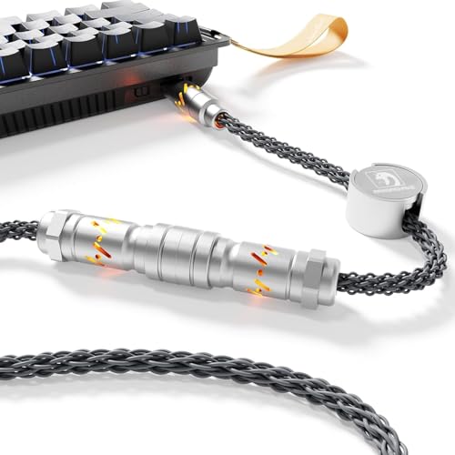 MAMBASNAKE C07 USB C Tastaturkabel für 8KHz Magnettastatur, Geflochtenes Ladekabel, Einstellbares RGB, Datenübertragung, 1,5M USB A zu Type C, 5-Pin CNC Flugzeugsteckverbinder, Grau MAMBASNAKE C07 USB C Tastaturkabel für 8KHz Magnettastatur, Geflochtenes Ladekabel, Einstellbares RGB, Datenübertragung, 1,5M USB A zu Type C, 5-Pin CNC Flugzeugsteckverbinder, Grau von MAMBASNAKE