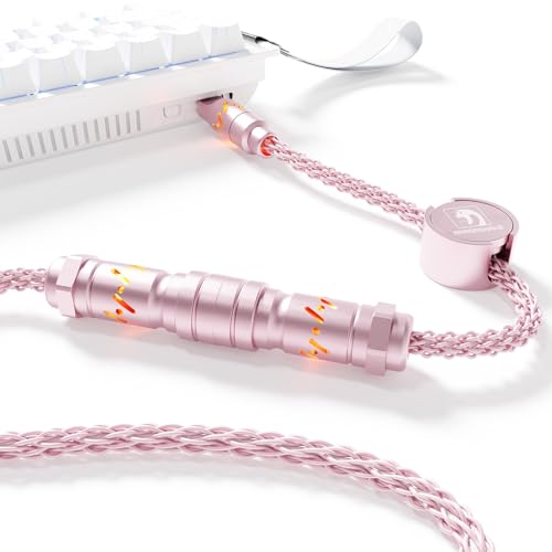 MAMBASNAKE C07 USB C Tastaturkabel für 8KHz Magnettastatur, Geflochtenes Ladekabel, Einstellbares RGB, Datenübertragung, 1,5M USB A zu Type C, 5-Pin CNC Flugzeugsteckverbinder, Pink MAMBASNAKE C07 USB C Tastaturkabel für 8KHz Magnettastatur, Geflochtenes Ladekabel, Einstellbares RGB, Datenübertragung, 1,5M USB A zu Type C, 5-Pin CNC Flugzeugsteckverbinder, Pink von MAMBASNAKE