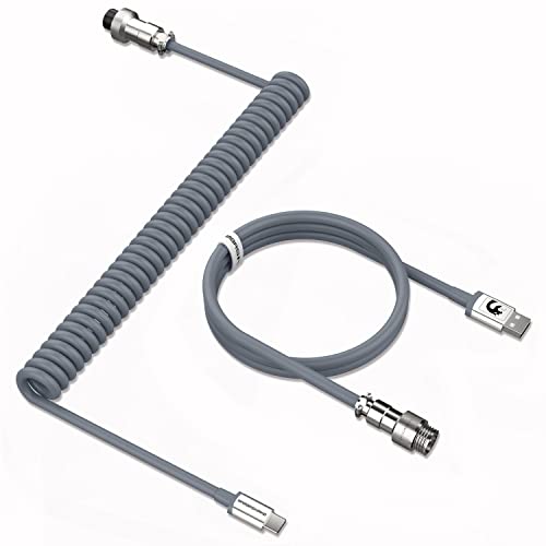 MAMBASNAKE C01 Spiral Tastaturkabel, Pro Custom Coiled USB C Kabel für Mechanische Tastatur, Typ C auf USB-A Kabel mit Abnehmbarem Metall Luftfahrtstecker,TPU für Gaming Tastatur PC Mac Computer-Grau MAMBASNAKE C01 Spiral Tastaturkabel, Pro Custom Coiled USB C Kabel für Mechanische Tastatur, Typ C auf USB-A Kabel mit Abnehmbarem Metall Luftfahrtstecker,TPU für Gaming Tastatur PC Mac Computer-Grau von MAMBASNAKE