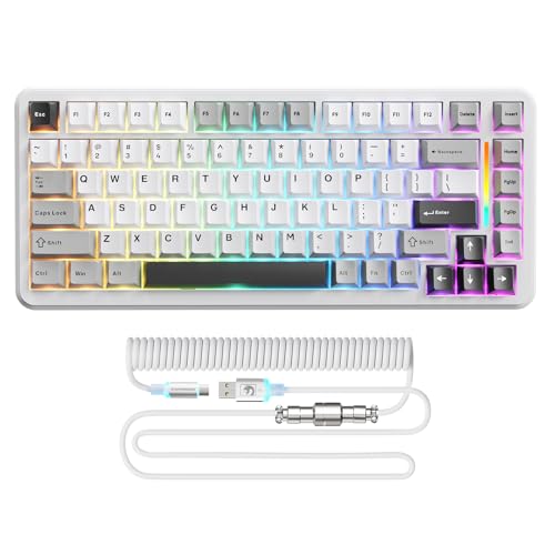 MAMBASNAKE M82 HE 8000Hz Rapid Trigger-Tastatur, 0,01mm RT-Genauigkeit, Kabelgebundene RGB TKL Gaming-Tastatur mit Magnetic Switches, Spiralkabel, Einstellbare Betätigung, Snap Tap, Sternweiß von MAMBASNAKE