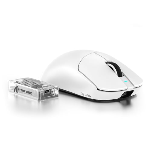 MAMBASNAKE x Attack Shark X8ULTRA 8000Hz Kabellose Gaming-Maus, 42000 DPI, PAW3950MAX-Sensor, Nordic 52840 MCU, 55g Superlight, Bluetooth/2.4G/Kabelgebundene Gamer-Mäuse, Für Win 11/PC/Mac, Weiß von MAMBASNAKE