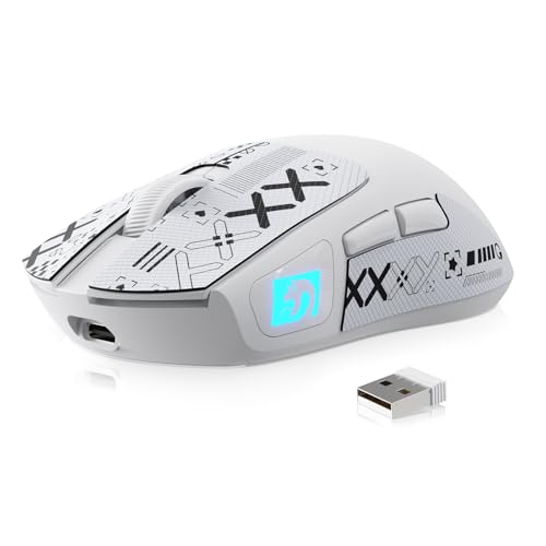 MAMBASNAKE M4 Superlight Kabellose Gaming-Maus, 24000 DPI, 53g Ultraleicht Mouse, PixArt PAW3311, RGB Logo, 400mAh Akku, 2.4G/Bluetooth/Kabelgebundene, Griptape-Set, for PC/Mac, Weiß von MAMBASNAKE