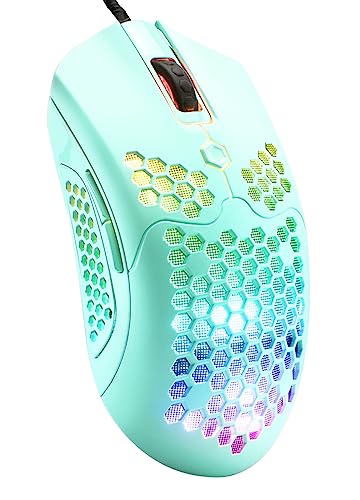 MAMBASNAKE Kabelgebundene leichte Gaming-Maus 65G, 26 RGB-beleuchtete USB-Gaming-Mäuse und 7 programmierbare Tasten, 12000 DPI, mit ultraleichter Honeycomb Shell Modell O für PC-Spieler, Xbox, PS4 von MAMBASNAKE