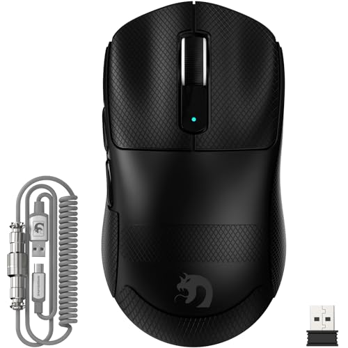 MAMBASNAKE M3 39g SUPERLEICHTE Kabellose Gaming-Maus mit Spiralkabel, PixArt PAW3395PRO-Sensor, Bis zu 40000DPI, BT/2,4G Kabellos/Kabelgebunden,100Mio. Klicks Mikroschalter,für PC/Xbox/PS/Mac, Schwarz von MAMBASNAKE