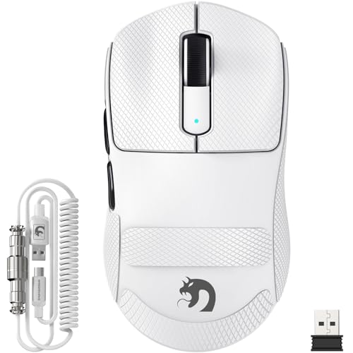 MAMBASNAKE M3 39g SUPERLEICHTE Kabellose Gaming-Maus mit Spiralkabel, PixArt PAW3395PRO-Sensor, Bis zu 40000DPI, BT/2,4G Kabellos/Kabelgebunden, 100Mio. Klicks Mikroschalter, für PC/Xbox/PS/Mac (Weiß) MAMBASNAKE M3 39g SUPERLEICHTE Kabellose Gaming-Maus mit Spiralkabel, PixArt PAW3395PRO-Sensor, Bis zu 40000DPI, BT/2,4G Kabellos/Kabelgebunden, 100Mio. Klicks Mikroschalter, für PC/Xbox/PS/Mac (Weiß) von MAMBASNAKE