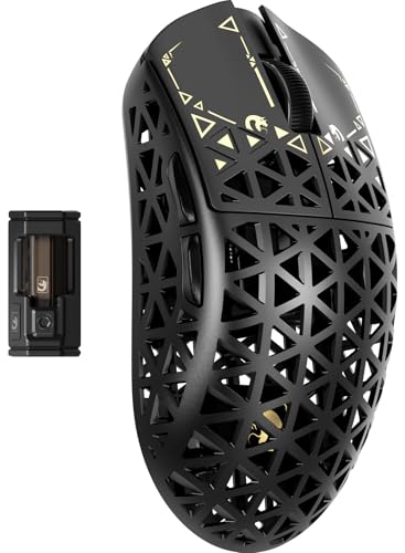 MAMBASNAKE M5 Ultra Carbon Fiber 8000Hz Kabellose Gaming-Maus mit Bis zu 42000 DPI, PAW3950MAX Sensor, 39g Ultraleicht, Nordic 52840 Chip, 2,4GHz Wireless/BT/Kabelgebunden, für PC/Xbox/PS/Mac –Schwarz von MAMBASNAKE