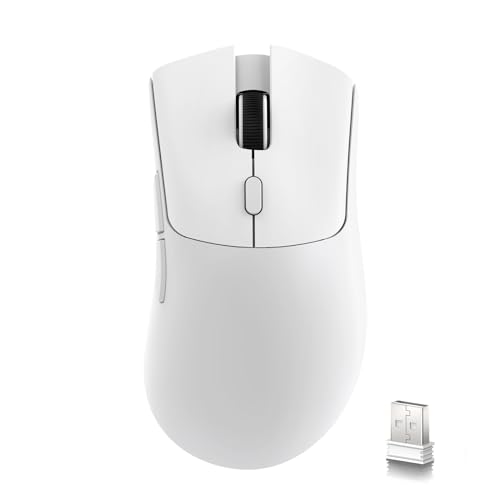 MAMBASNAKE × Attack Shark R1 59 g leichte kabellose Tri-Mode-Gaming-Maus, 2,4G/Bluetooth/Kabelverbindung, 5 programmierbare Tasten, 6 einstellbare DPI bis zu 18000, PixArt PAW3311– Weiß von MAMBASNAKE