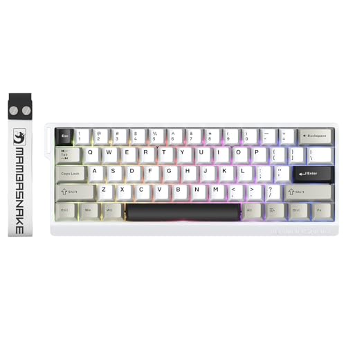 MAMBASNAKE X60 HE Rapid Trigger Magnetic Keyboard, 0.01mm RT Accuracy Gaming Keyboard, Magnetic Switch, Tri-Mode, 0.125ms Latency, 8K Polling Rate, 4000mAh, for Gamer - White von MAMBASNAKE