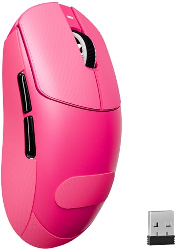 MAMBASNAKE Attack Shark X8PLUS Kabellose Gaming-Maus, PixArt PAW3395PRO-Sensor, 40000 DPI, BT/2,4 GHz/Wired, 55g Superleichte Maus, Doppelschichtige PTFE-Füße, für PC/Xbox/Mac (Beerenrot & Griptape) von MAMBASNAKE