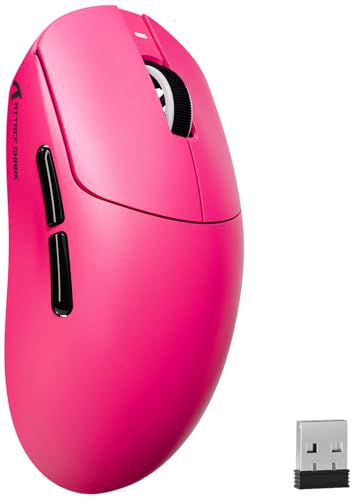 MAMBASNAKE Attack Shark X8PLUS Kabellose Gaming-Maus, PixArt PAW3395PRO-Sensor, 40000 DPI, BT/2,4 GHz/Wired, 55g Superleichte Maus, Doppelschichtige PTFE-Füße, für PC/Xbox/PS/Mac (Beerenrot) von MAMBASNAKE