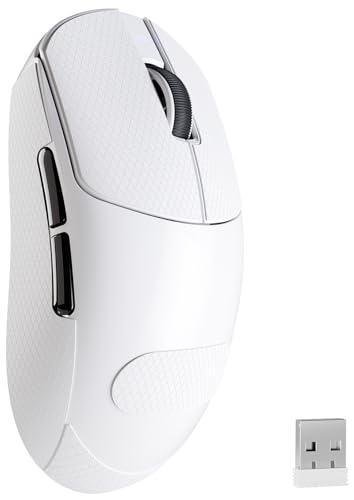 MAMBASNAKE Attack Shark X8PLUS Kabellose Gaming-Maus, PixArt PAW3395PRO-Sensor, 40000 DPI, BT/2,4 GHz/Wired, 55g Superleichte Maus, Doppelschichtige PTFE-Füße, for PC/Xbox/Mac (White et Grip Tape) von MAMBASNAKE