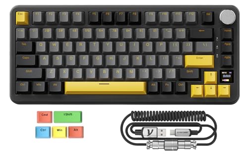 MAMBASNAKE x Attack Shark X85PRO Gasket Mechanische Tastatur, 75% kabellose Gaming-Tastatur mit TFT Screen und CNC Knob, 2,4 GHz/BT5.1/USB-C,5-lagige Polsterung,Hot-Swap Linearschalter,für PC,MAC,QMK von MAMBASNAKE