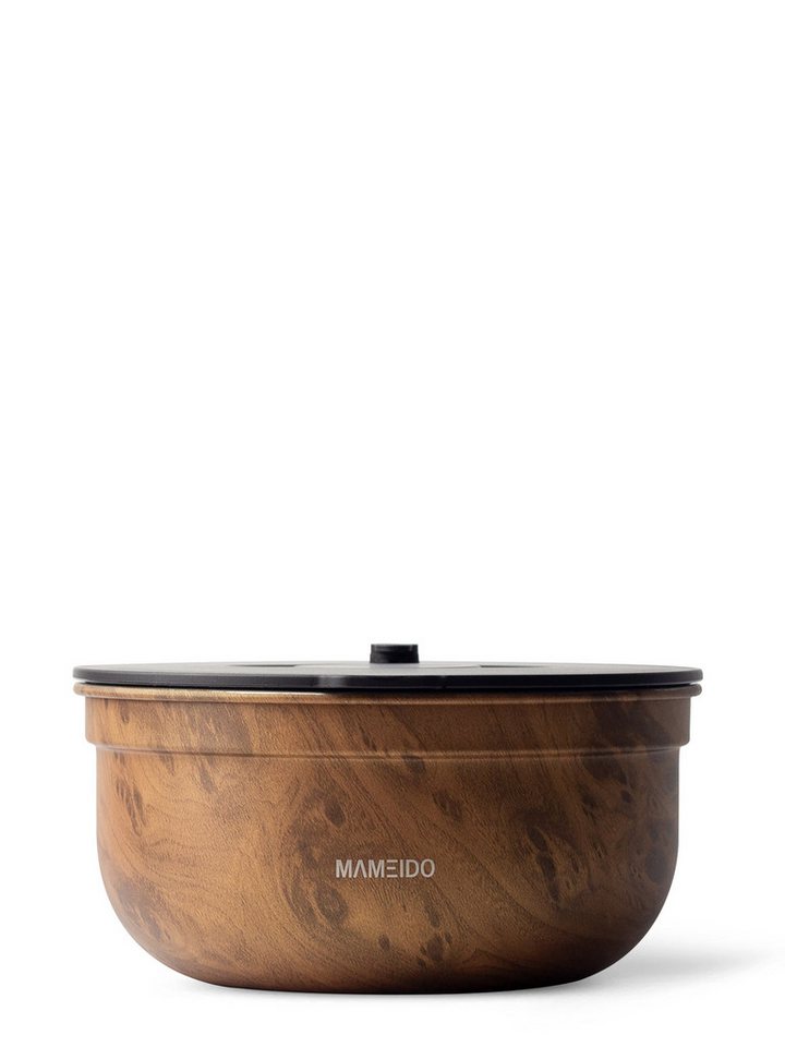 MAMEIDO Salatbox, Edelstahl, Kunststoff, Silikon, to-go mit 3 Fächern & auslaufsicherem Dressingbehälter in 1500 ml von MAMEIDO