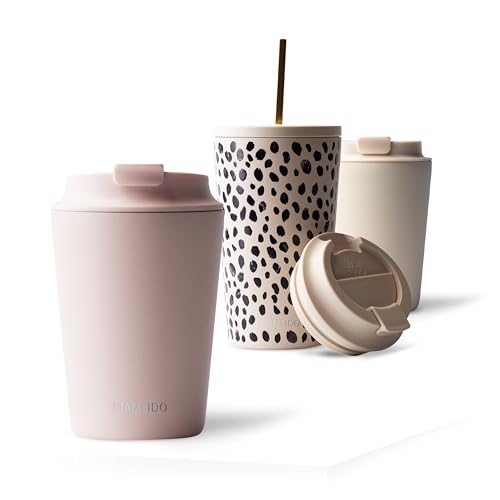 MAMEIDO Thermobecher 350 ml, dichter Kaffeebecher to go aus Edelstahl doppelwandig isoliert, auslaufsicher, Coffee to go Becher warmhaltend (Blush Kissed) von MAMEIDO
