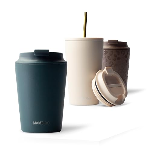 MAMEIDO Thermobecher 350 ml, dichter Kaffeebecher to go aus Edelstahl doppelwandig isoliert, auslaufsicher, Coffee to go Becher warmhaltend (Ocean Bloom) von MAMEIDO