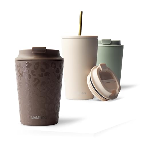 MAMEIDO Thermobecher 350 ml, dichter Kaffeebecher to go aus Edelstahl doppelwandig isoliert, auslaufsicher, Coffee to go Becher warmhaltend (Wild Allure) von MAMEIDO