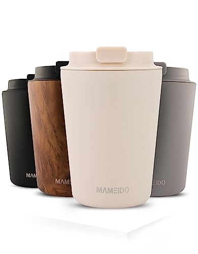 MAMEIDO Thermobecher 350ml, 470ml & 700ml - dichter Kaffeebecher to go aus Edelstahl doppelwandig isoliert, auslaufsicher - Coffee to go Becher warmhaltend (Ivory Beige, 0,35l) von MAMEIDO