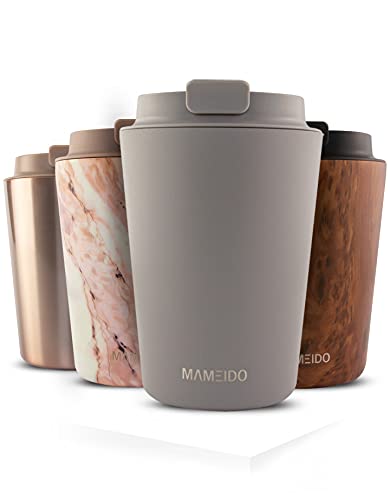 MAMEIDO Thermobecher 350ml, 470ml & 700ml - dichter Kaffeebecher to go aus Edelstahl doppelwandig isoliert, auslaufsicher - Coffee to go Becher warmhaltend (Taupe Grey, 0,35l) von MAMEIDO