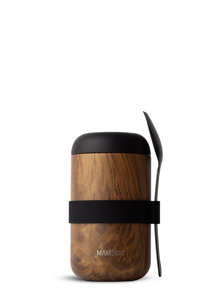MAMEIDO Thermobehälter, Edelstahl, Kunststoff, Silikon, auslaufsicher mit Deckel und Gabel-Löffel-Besteck in 500ml & 800ml von MAMEIDO