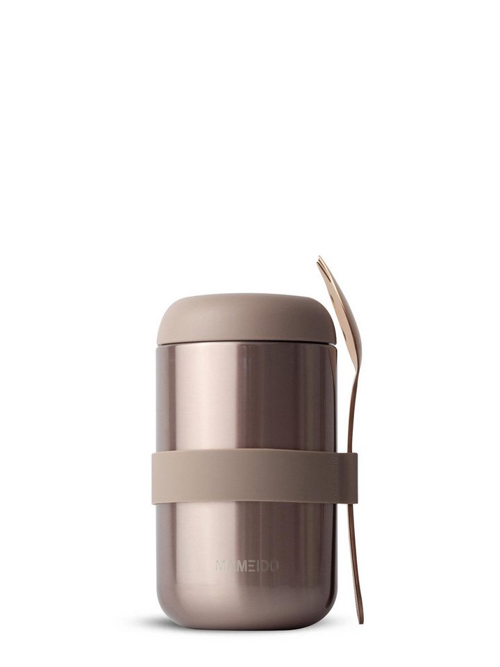 MAMEIDO Thermobehälter, Edelstahl, Kunststoff, Silikon, auslaufsicher mit Deckel und Gabel-Löffel-Besteck in 500ml & 800ml von MAMEIDO