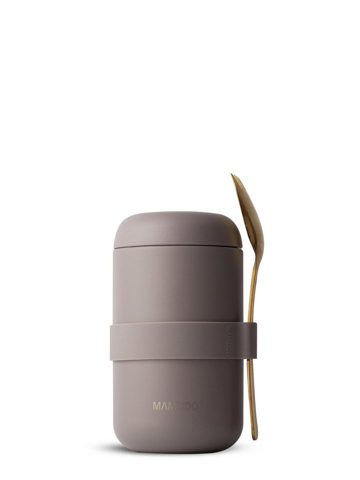 MAMEIDO Thermobehälter, Edelstahl, Kunststoff, Silikon, auslaufsicher mit Deckel und Gabel-Löffel-Besteck in 500ml & 800ml von MAMEIDO