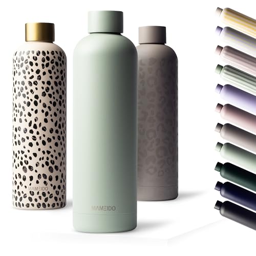 MAMEIDO Trinkflasche Edelstahl 1l, auslaufsichere Thermosflasche, Kohlensäure geeignet, BPA frei, Isolierflasche 12h heiß & 24h kalt (Desert Sage, 1000ml) von MAMEIDO