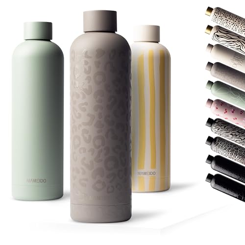 MAMEIDO Trinkflasche Edelstahl 750 ml, auslaufsichere Thermosflasche, Kohlensäure geeignet, BPA frei, Isolierflasche 12h heiß & 24h kalt (Sleek Leo) von MAMEIDO