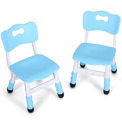 2PCS Kinderstuhl Plastik,Packung mit 2 Stühlen,Kinder Schreibtischstuhl Höhenverstellbar,Kinderstühle mit Rückenlehne bis 100KG, Kinder Stuhl ab 2 Jahr, für Kinderzimmer Schule Kindertagespflege,Blau von MAMIZO