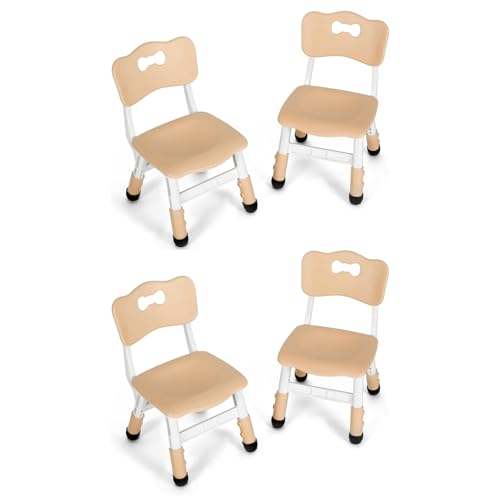 4PCS Kinderstuhl Plastik, Kinder Schreibtischstuhl Höhenverstellbar, Kinderstühle mit Rückenlehne bis 100KG Belastbar, Kinder Stuhl ab 2 Jahr Kindermöbel für Kinderzimmer Schule Kindertagespflege,Gelb von MAMIZO