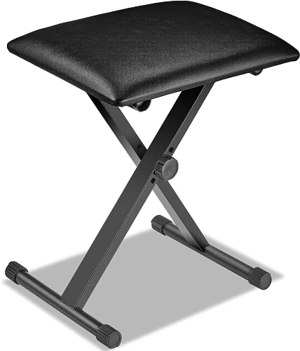 MAMIZO Keyboard Hocker Höhenverstellbare, Klavierhocker X-förmiger, Klappbare Keyboardhocker, Gepolsterte Keyboardbank, Klavierbank aus Kunstleder, Schwarz MAMIZO Keyboard Hocker Höhenverstellbare, Klavierhocker X-förmiger, Klappbare Keyboardhocker, Gepolsterte Keyboardbank, Klavierbank aus Kunstleder, Schwarz von MAMIZO