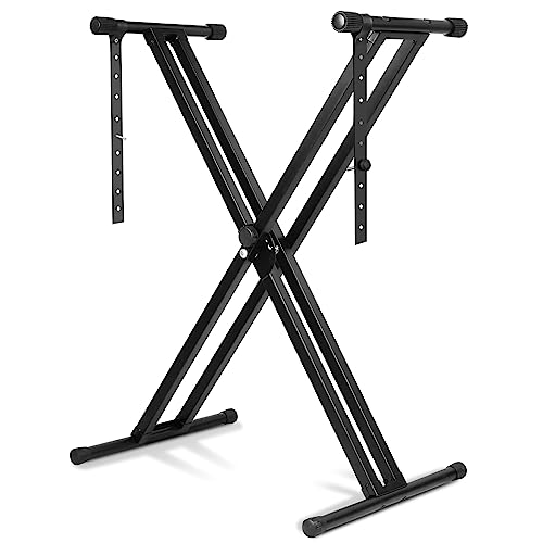 MAMIZO Keyboardständer, X Doppelstrebig Keyboard Ständer Höhenverstellbar in 8-Stufen, Keyboard Stand für E Piano, Klavier Halterung, Schwarz von MAMIZO