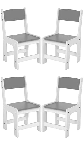 MAMIZO Kinderstuhl Holz 4er Set,ab 1 Jahr, Sitzhöhe 27 cm,Kinderstühle bis 80kg,55x30x28cm für Kinderzimmer,Sitzgruppe Kindertisch,mit Rückenlehne & Fußstütze, in Weiß und Grau MAMIZO Kinderstuhl Holz 4er Set,ab 1 Jahr, Sitzhöhe 27 cm,Kinderstühle bis 80kg,55x30x28cm für Kinderzimmer,Sitzgruppe Kindertisch,mit Rückenlehne & Fußstütze, in Weiß und Grau von MAMIZO