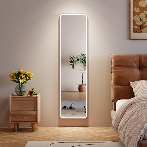 MAMIZO LED-Ganzkörperspiegel 150x40cm | 3X Lichtmodi & dimmbar | Alu-Rahmen mit COB-Beleuchtung | Wand-/Standspiegel für Ankleidezimmer & Schlafzimmer | Touch-Control & 3000K-6000K von MAMIZO