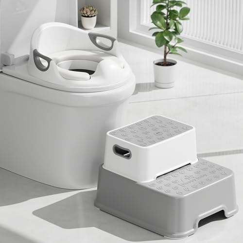 MAMIZO Toilettensitz Kinder mit Tritthocker Kinder, Wc Sitz Kinder mit 2 Stufen Hocker, Toilettensitze Kinder mit Treppe, Toilettensitz für Kinder 1-8 Jahre, Sanft Kissen und Spritzschutz, Rutschfest von MAMIZO