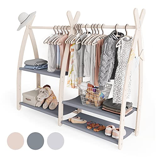 MAMOI® Kleiderstange Baby Kinderzimmer | Kinderkleiderstange 106x95x32cm / 53x95x32cm | Kinder Kleiderständer Baby | Garderobenständer | Baby Garderobe | Kindergarderobe | 100% ECO | Made in EU von MAMOI