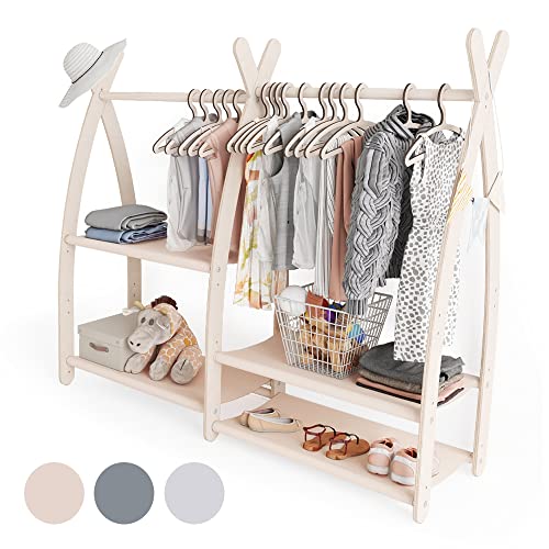 MAMOI® Kleiderstange Baby Kinderzimmer | Kinderkleiderstange 106x95x32cm / 53x95x32cm | Kinder Kleiderständer Baby | Garderobenständer | Baby Garderobe | Kindergarderobe | 100% ECO | Made in EU von MAMOI