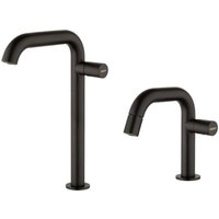 Einhebel-Hochwaschbecken- und Bidetmischer-Set in Mattschwarz Mamoli Tuttodunpezzo KITTDPK3 von MAMOLI