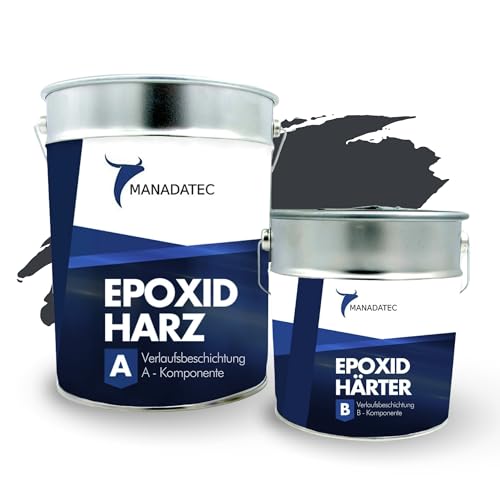 MANADATEC 2k Epoxidharz Verlaufsbeschichtung 12kg I RAL 7016 Anthrazitgrau I Lösemittelfrei, Umweltfreundlich & Geruchsneutral I Für ebene Garagen-, Keller- & Werkstattböden I Hohe Belastbarkeit von MANADATEC