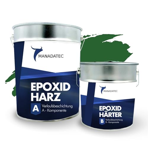 MANADATEC 2k Epoxidharz Verlaufsbeschichtung 6kg I RAL 6002 Laubgrün I Lösemittelfrei, Umweltfreundlich & Geruchsneutral I Für ebene Garagen-, Keller- & Werkstattböden I Hohe Belastbarkeit von MANADATEC
