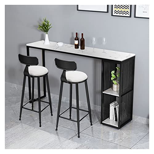 Bartische Bartisch 41 Zoll Marmor Bartisch für Zuhause Wohnzimmer Bar Tisch für Weinmöbel Balkon Multifunktionaler zweistöckiger Bartisch Pub hoch (A,120 cm * 40 * 105) von MANAFEEL