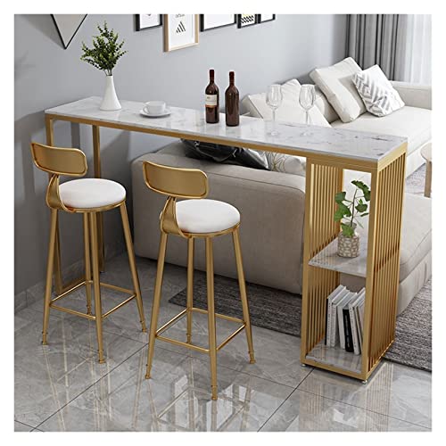 Bartische Bartisch 41 Zoll Marmor Bartisch für Zuhause Wohnzimmer Bar Tisch für Weinmöbel Balkon Multifunktionaler zweistöckiger Bartisch Pub hoch (B,120 cm * 40 * 105) von MANAFEEL