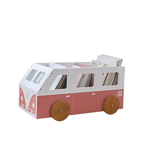 Bücherregale Creative Book Storage Rack Cute Sundries Regal mit abnehmbarer Riemenscheibe Bücherregal für Bürobedarf Sundries Bücher Magazin Dateispeicherung Bücherregal(Pink) von MANAFEEL