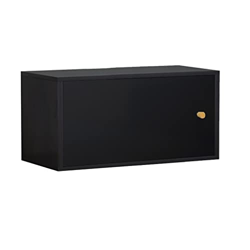 Bücherregale Einfache Bücherregal Boden-zu-Decke Bücherregal Stapelbare Kombination Modern mit Tür Rack Aufbewahrungsschrank für Schlafzimmer Büroaufbewahrung Bücherregal(Black,With Cabinet door) von MANAFEEL