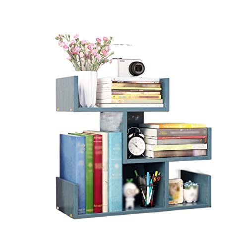 Bücherregale Student Desktop Bücherregal Home Einfache Büro Schreibtisch Small Rack Schlafsaal Lagerung Multi-Layer Multifunktionales Bücherregal Display Bücherregal(Blue) von MANAFEEL