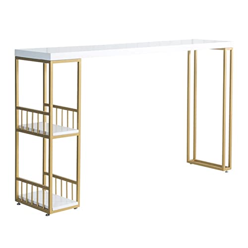 MANAFEEL Bartische, nordische Mode, Massivholz, doppelte Aufbewahrung, hoher Tisch, Milchteeshop, lässiger Esstisch, Bar, keine Stühle, hoher Pubtisch (120 x 40 x 105 cm) von MANAFEEL