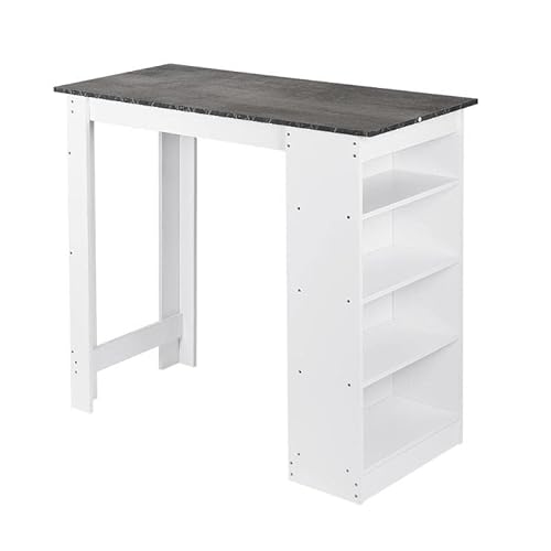MANAFEEL Bartische, nordische moderne Bartheke für Zuhause, Wohnzimmer, Küche, Büro, multifunktionale Bartheke mit 4-stöckigem Regal zur Aufbewahrung, hoher Kneipentisch (C) von MANAFEEL