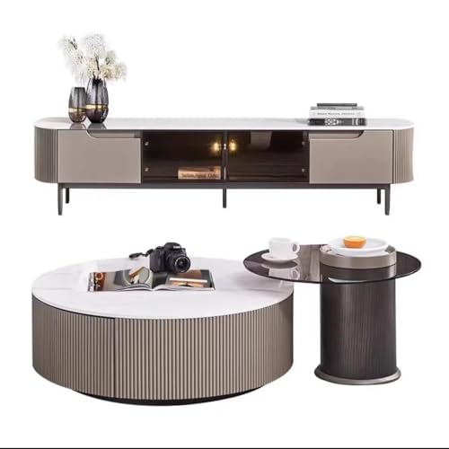 MANAFEEL Couchtisch, großer und kleiner runder Couchtisch, Steinplatte, Teetisch, Zuhause, kleiner Haushalt, Couchtisch, TV-Schrank, Kombination, Couchtische für Wohnzimmer MANAFEEL Couchtisch, großer und kleiner runder Couchtisch, Steinplatte, Teetisch, Zuhause, kleiner Haushalt, Couchtisch, TV-Schrank, Kombination, Couchtische für Wohnzimmer von MANAFEEL